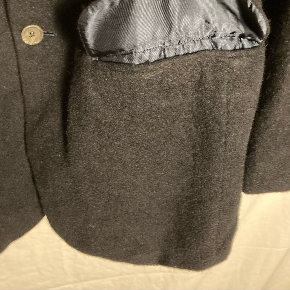 Men’s Black AKA Eddie Bauer Camel Hair Coat 38R w/ 2 Front Pockets and 2 Inside - Picture 10 of 14